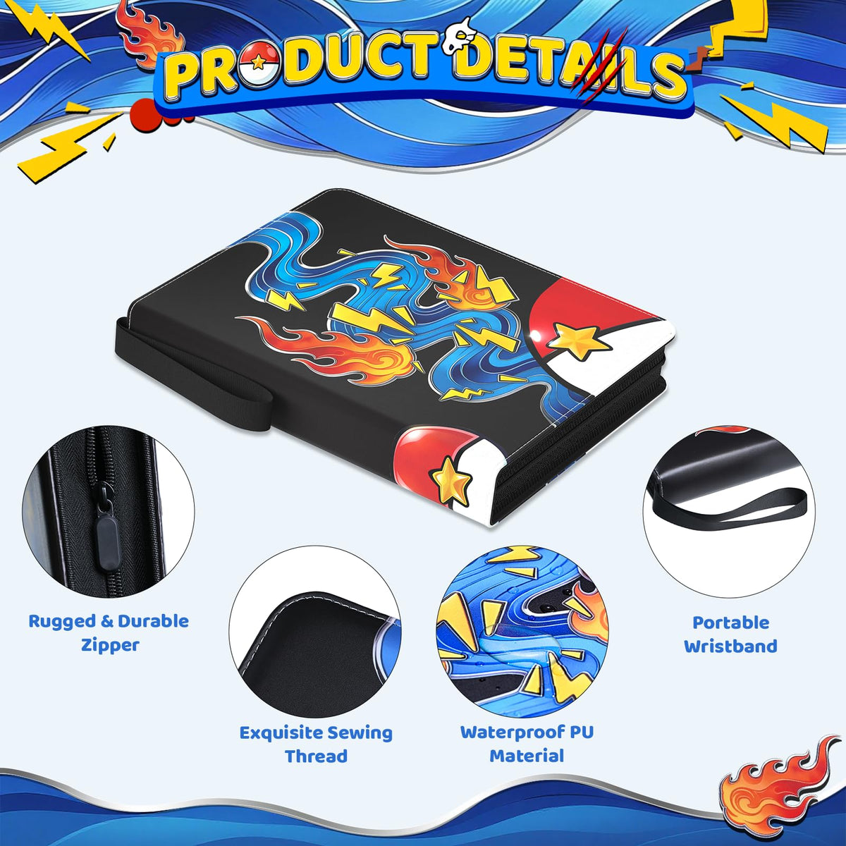 Aqua Breath binder opened to reveal 900-pocket capacity for cards.