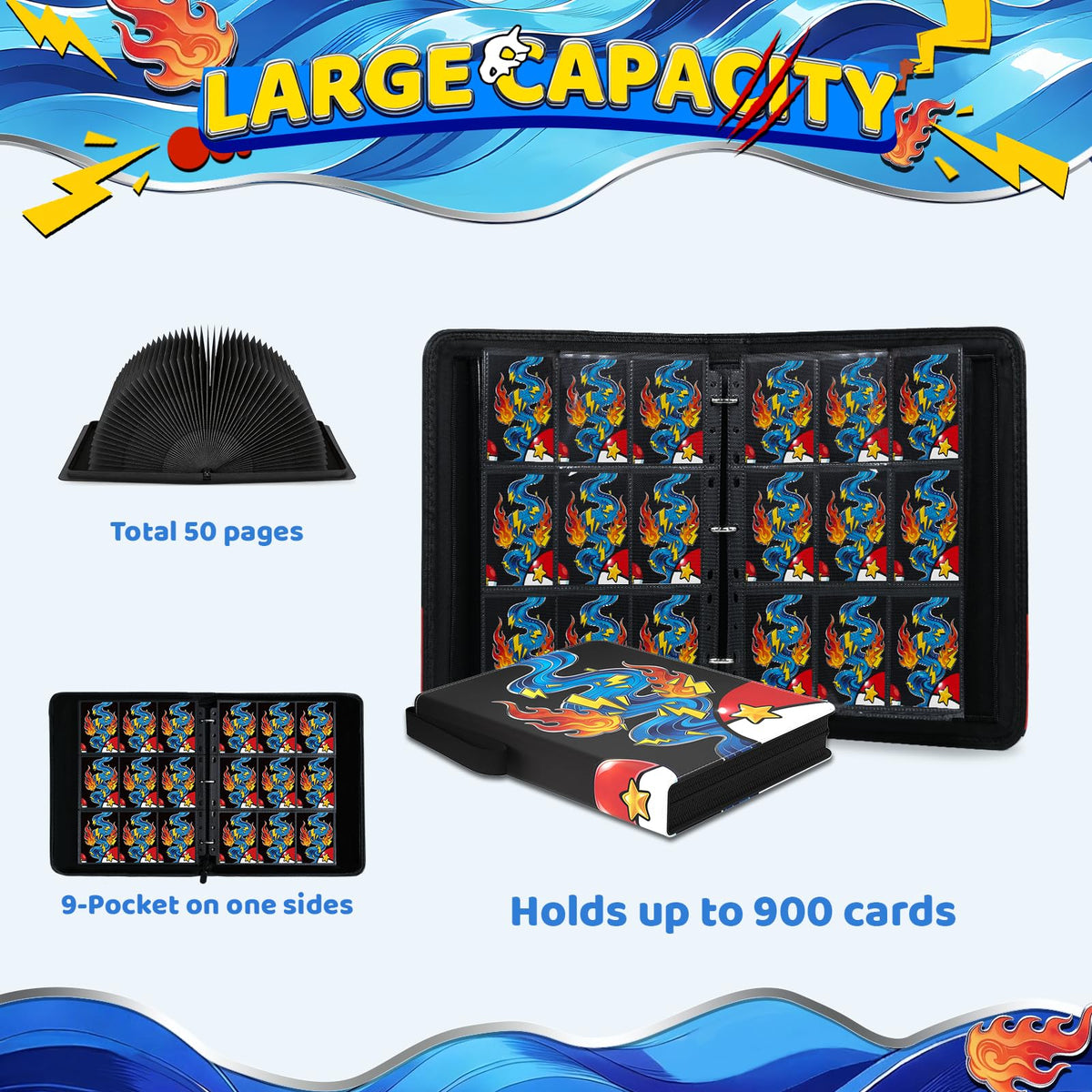 Waterproof PU leather on Aqua Breath binder protects cards from moisture.