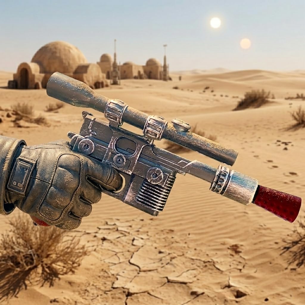 Display-ready blaster invites collectors to showcase a sci-fi inspired piece.