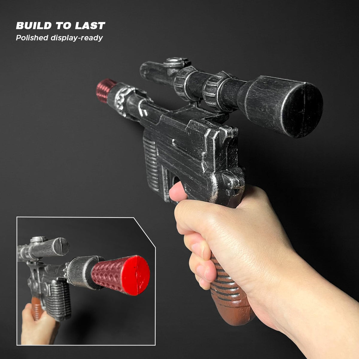 Lightweight prop enables effortless posing and quick costume tweaks.