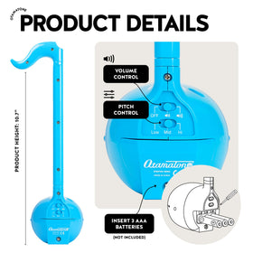 Otamatone blue holding pose demonstrates intuitive play with fingers.