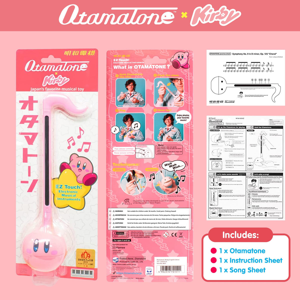 Otamatone Kirby Pink Star Hero playing action, easy pitch control and expressive sounds.