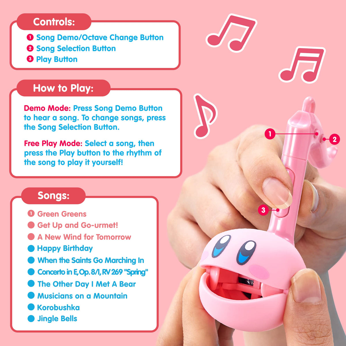 Otamatone Melody flag buttons easy to press for rhythm practice.
