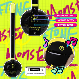Otamatone Monster Lime cheeks squeezed for vibrato, expressive sounds