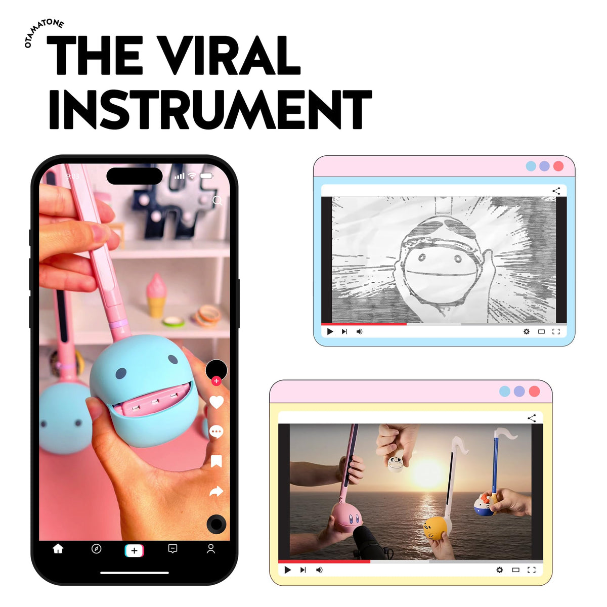 Otamatone Purple held in hand for quick, on-the-go musical creativity