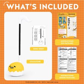 Otamatone Sanrio Gudetama ready-to-play pose for spontaneous jam sessions.