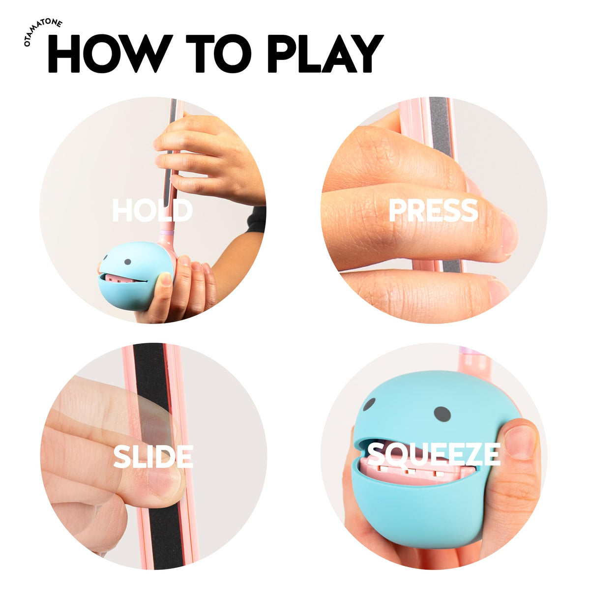 Otamatone Unicorn stem pitch control close up for expressive melodies.