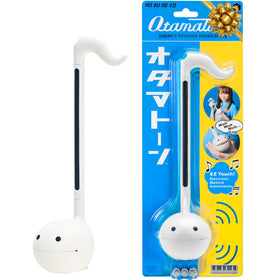 Otamatone white front view highlights compact travel-friendly design