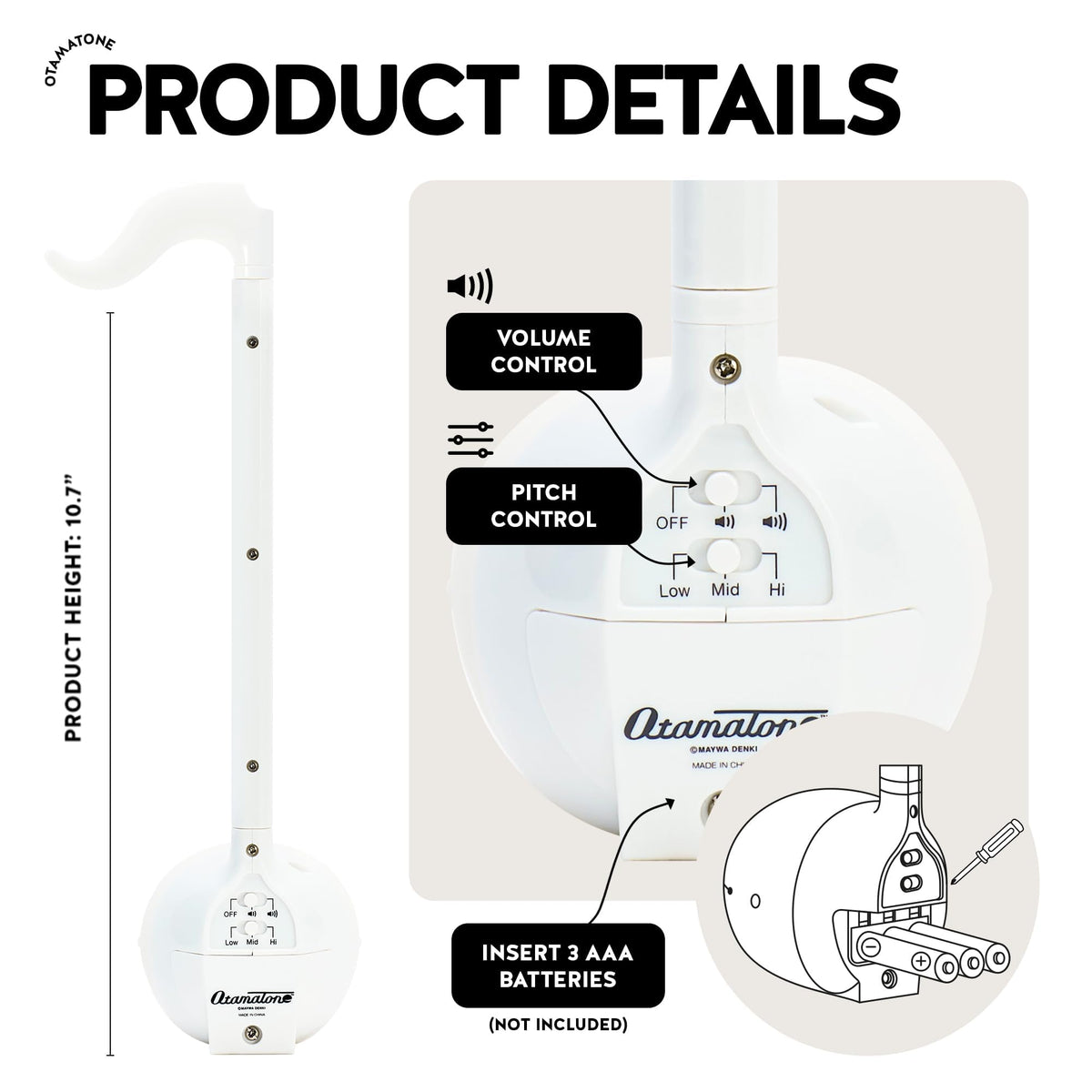 Otamatone white portable design ideal for home, classroom, or outdoors