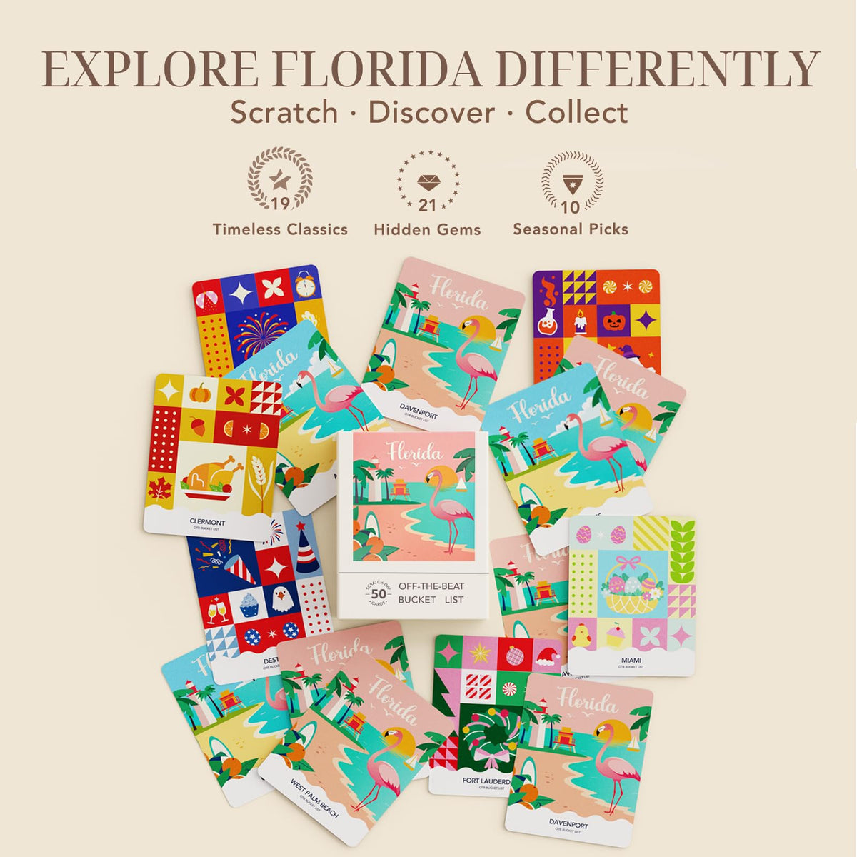 OTB Bucket List Florida scratch-off layer reveal – tactile excitement for planning Florida getaways