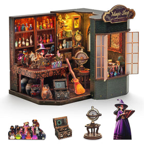 OTIOTHING Book Nook Kit shop scene detail with whimsical decor for a cozy shelf