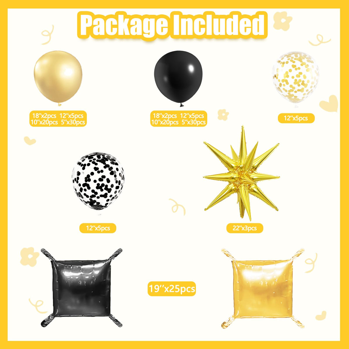 OTLGEUA double-sided tunnel with gold-black balloons forms an impressive arch setup