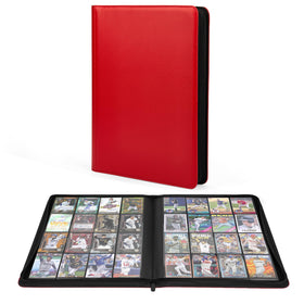 OTMOTMO premium binder front view with red cover for organized card collections