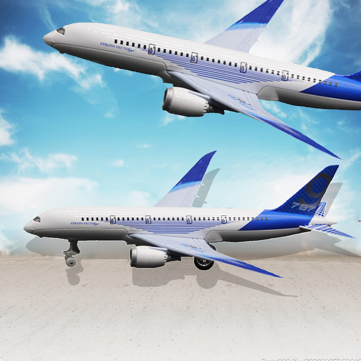 OTONOPI blue airplane with lights and sounds enhances interactive playtime.
