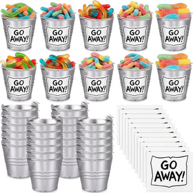 Otoolling street theme mini buckets with go away stickers for party favors