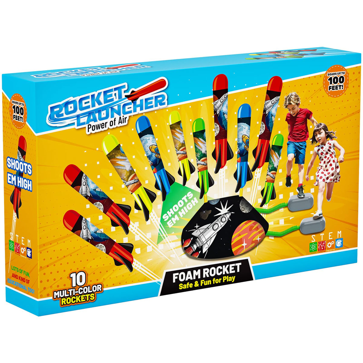 Otoseth rocket launcher in bright colors ready for outdoor play.