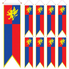 Oudain 4 ft medieval banner with lion design, ideal for castle-themed parties and outdoor decor.