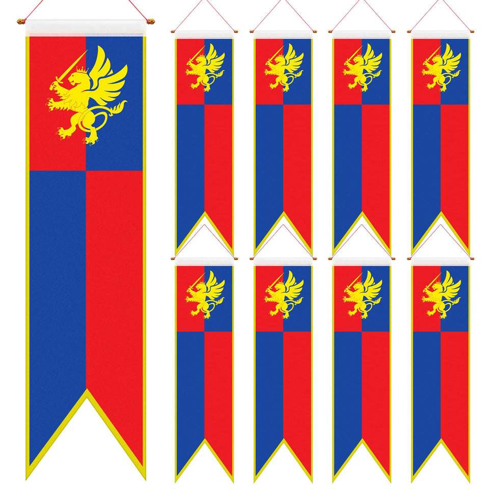 Oudain 4 ft medieval banner with lion design, ideal for castle-themed parties and outdoor decor.