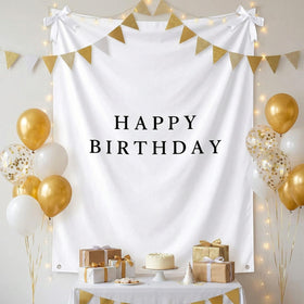 Oudain Happy Birthday banner displayed as a bold backdrop for celebrations.