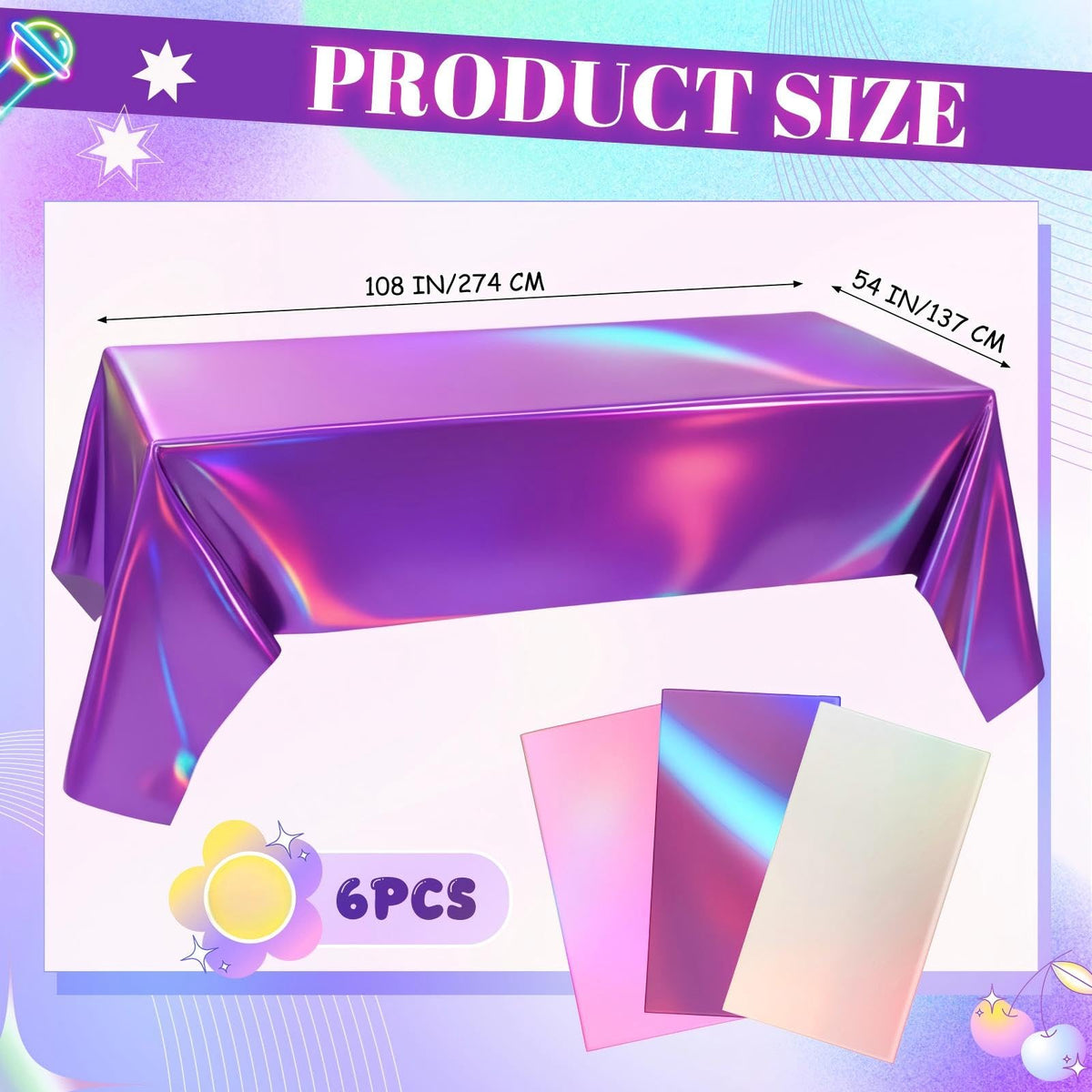 Oudain iridescent table cover in pink tones enhances Kpop theme decor and photos