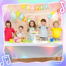 Oudain six-piece iridescent tablecloth set offers flexible placement for party tables