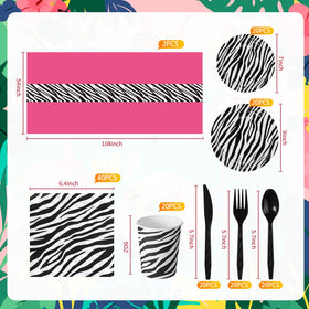 Oudain zebra 9-inch plate for coordinated jungle dining at parties