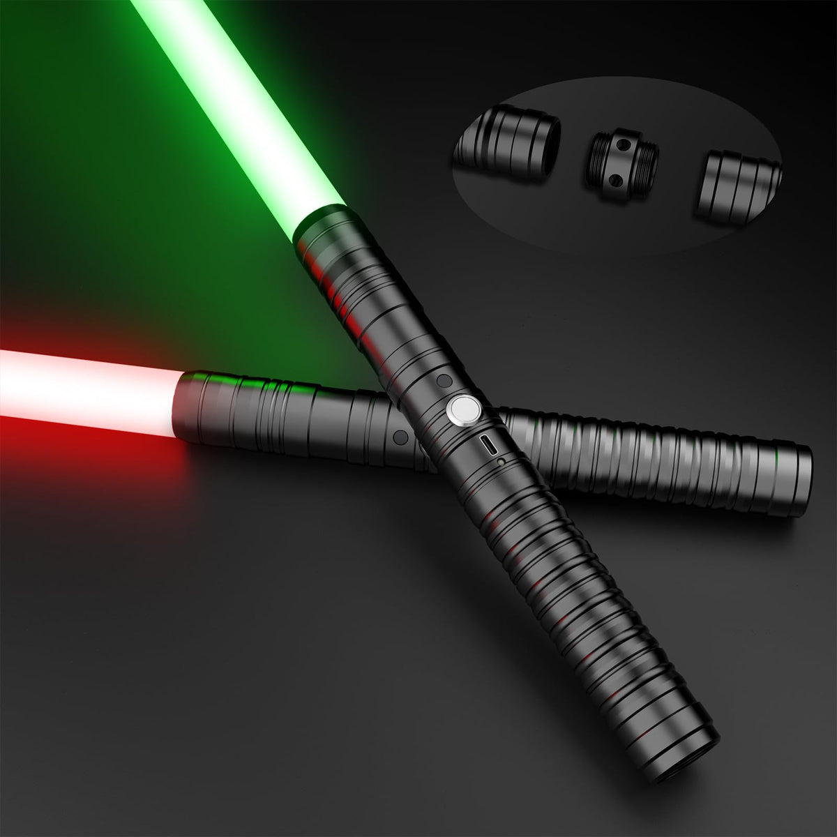 Oueyes Lightsabers duel with metal hilts for realistic battles.