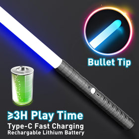 Oueyes Lightsabers volume control enables indoor play.