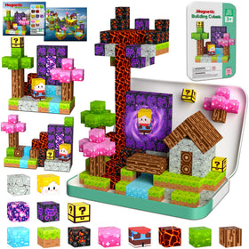 OUGUI 60pcs mini magnetic blocks travel toy in a portable case for on-the-go play
