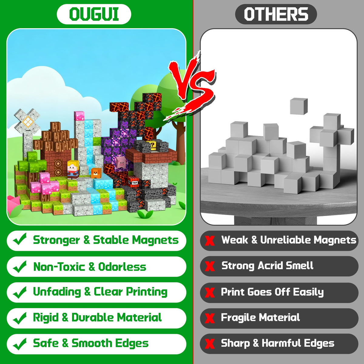OUGUI durable iron storage case keeps blocks tidy and portable.