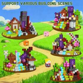 OUGUI pixel-art designs building in action, encouraging imaginative play.