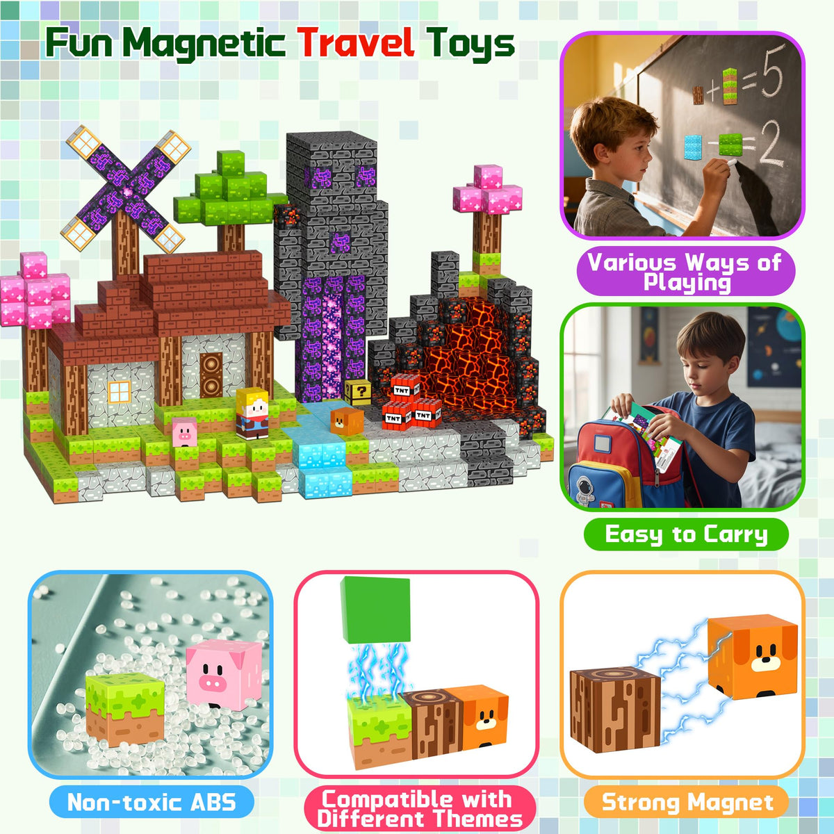 OUGUI storage case magnetic blocks keeps pieces organized for travel and tidy rooms.