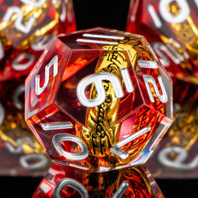 Vibrant red resin with defined facets from OUKELANWO Magic Lord Rings dice.