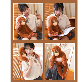 OUKEYI Punch Monkey plush close-up fur shows rich texture and durability.