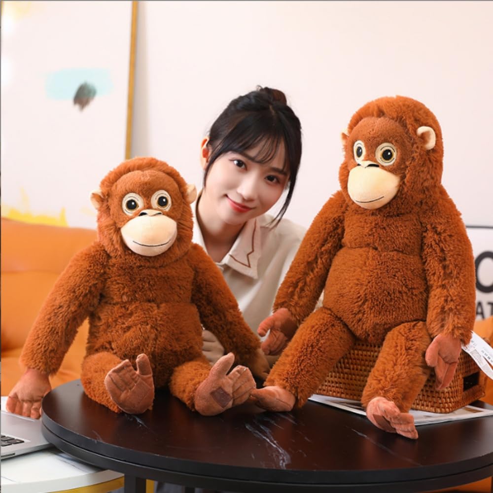 OUKEYI Punch Monkey plush side view highlights soft fur and portable cuddle buddy.