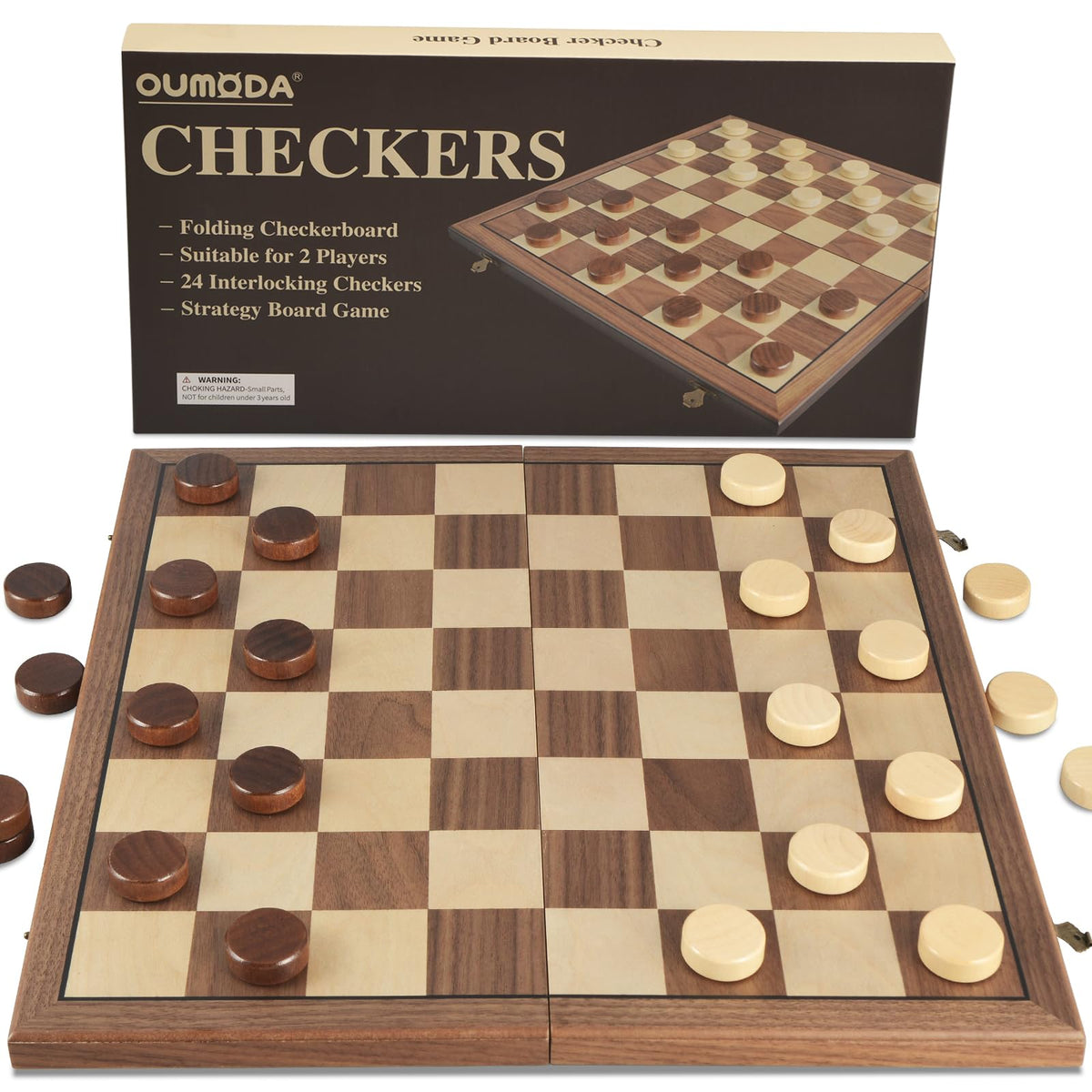 24 piece set provides a complete checkers experience