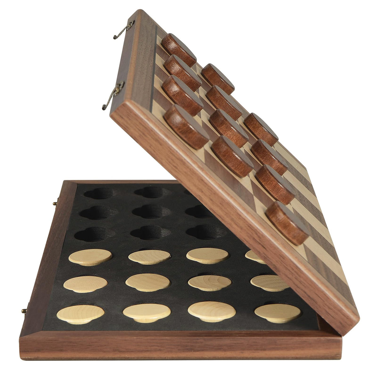 OUMODA Walnut 15 inch folding checkers board for easy transport