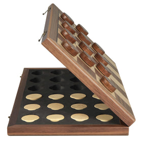 OUMODA Walnut 15 inch folding checkers board for easy transport