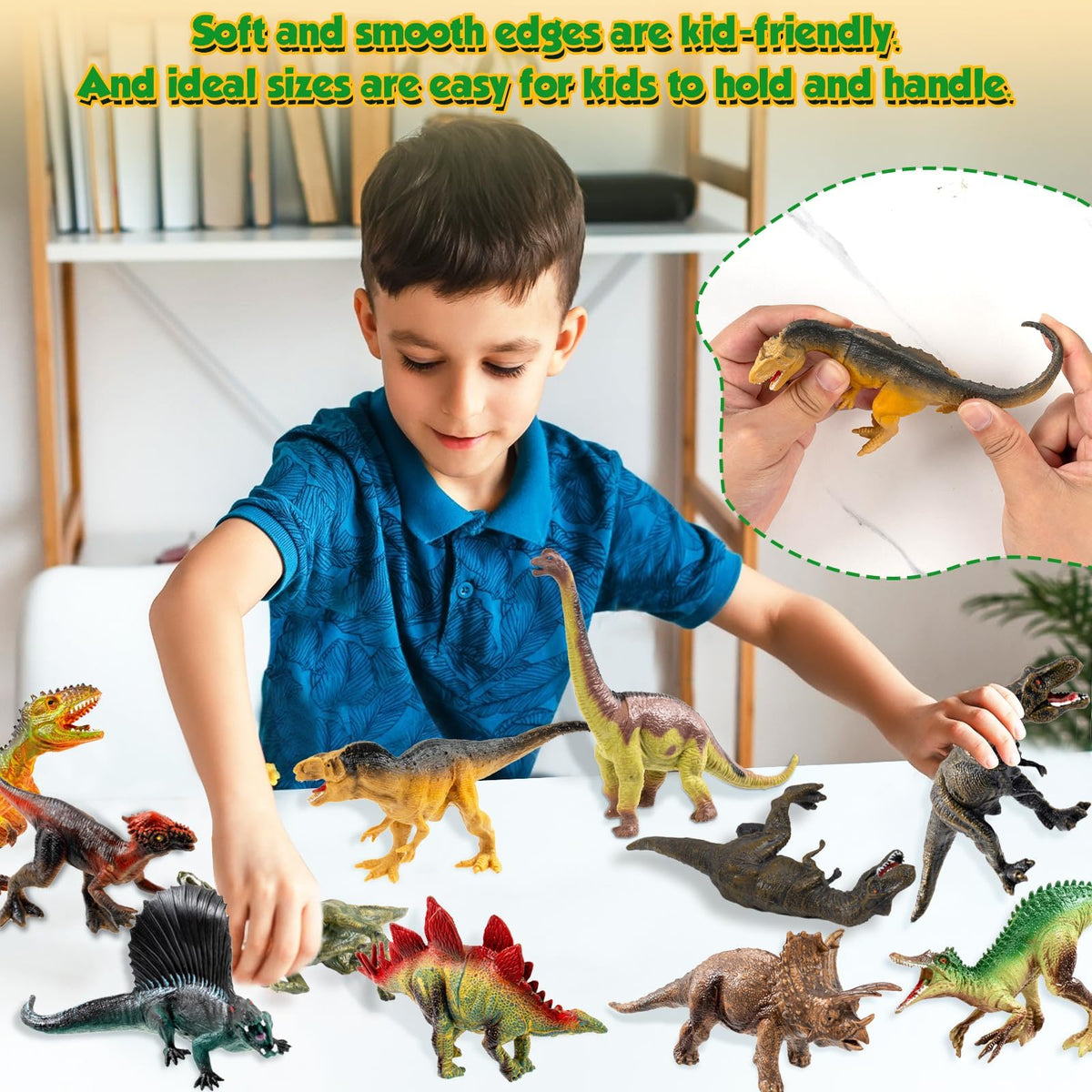 OuMuaMua Triceratops figure with bright colors sparks imagination during play.