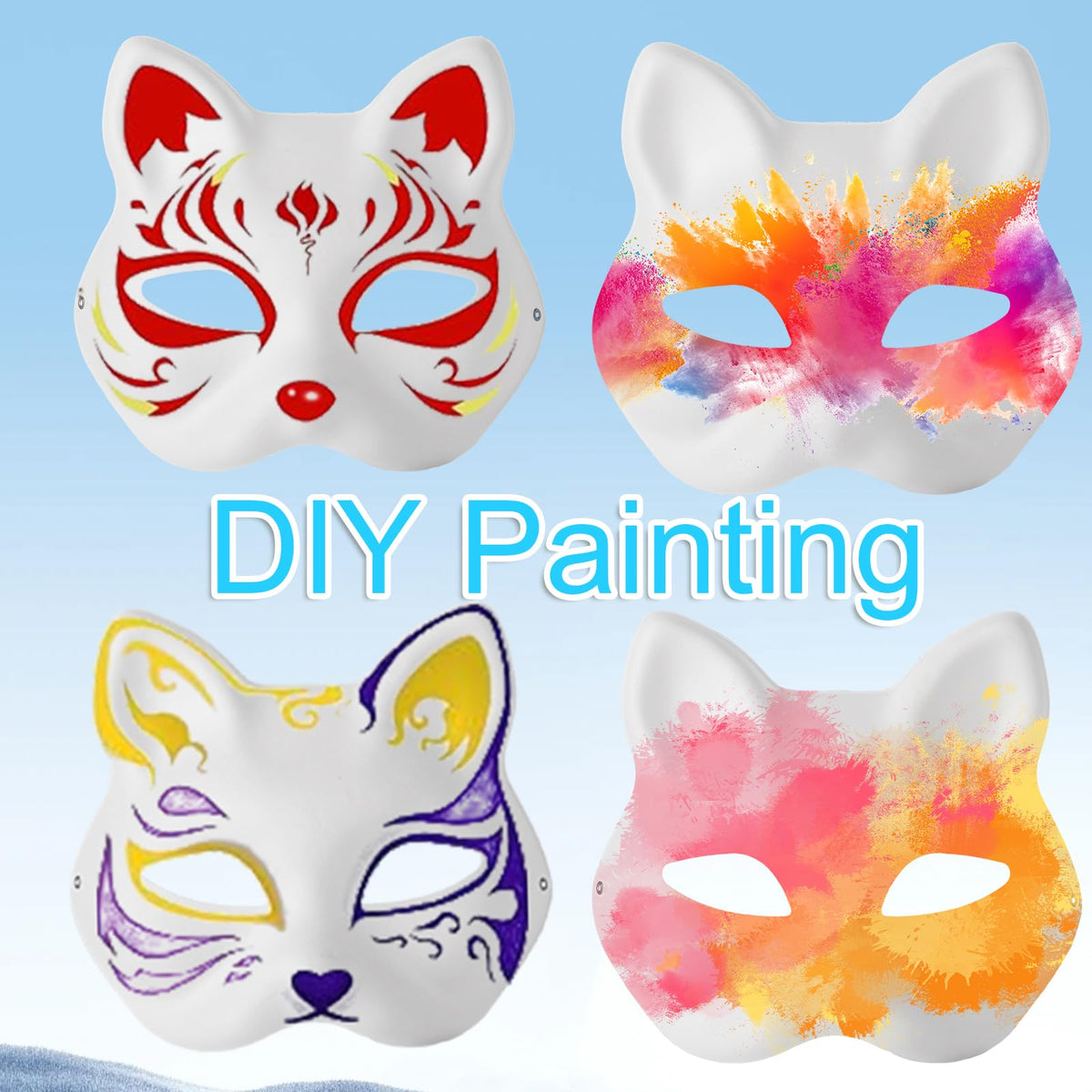 Oungy DIY art cat mask color, sketch, and embellish for a unique look.