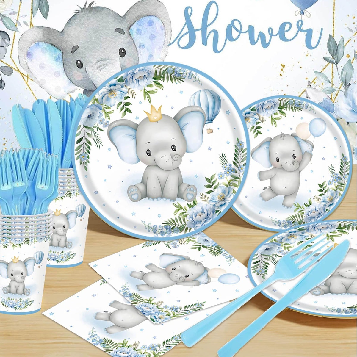OUNIY Elephant baby shower cups offer 9oz capacity and leak-aware design.