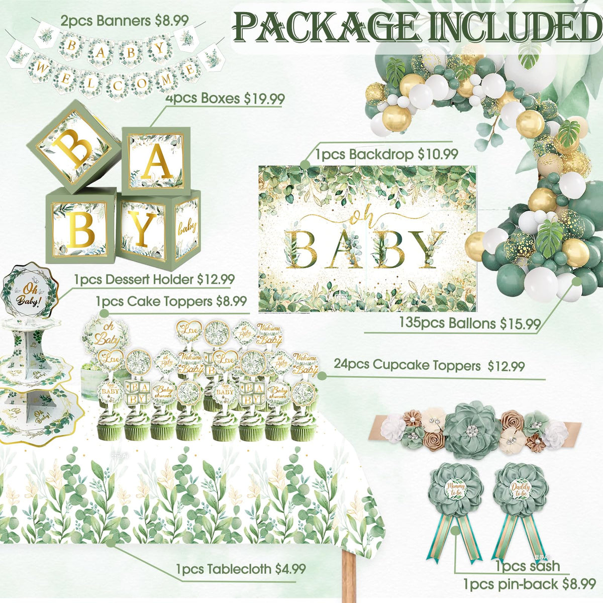 OUNIY sage green baby boxes add elegant storage and décor.