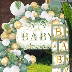 OUNIY sage green balloon set in varied sizes.
