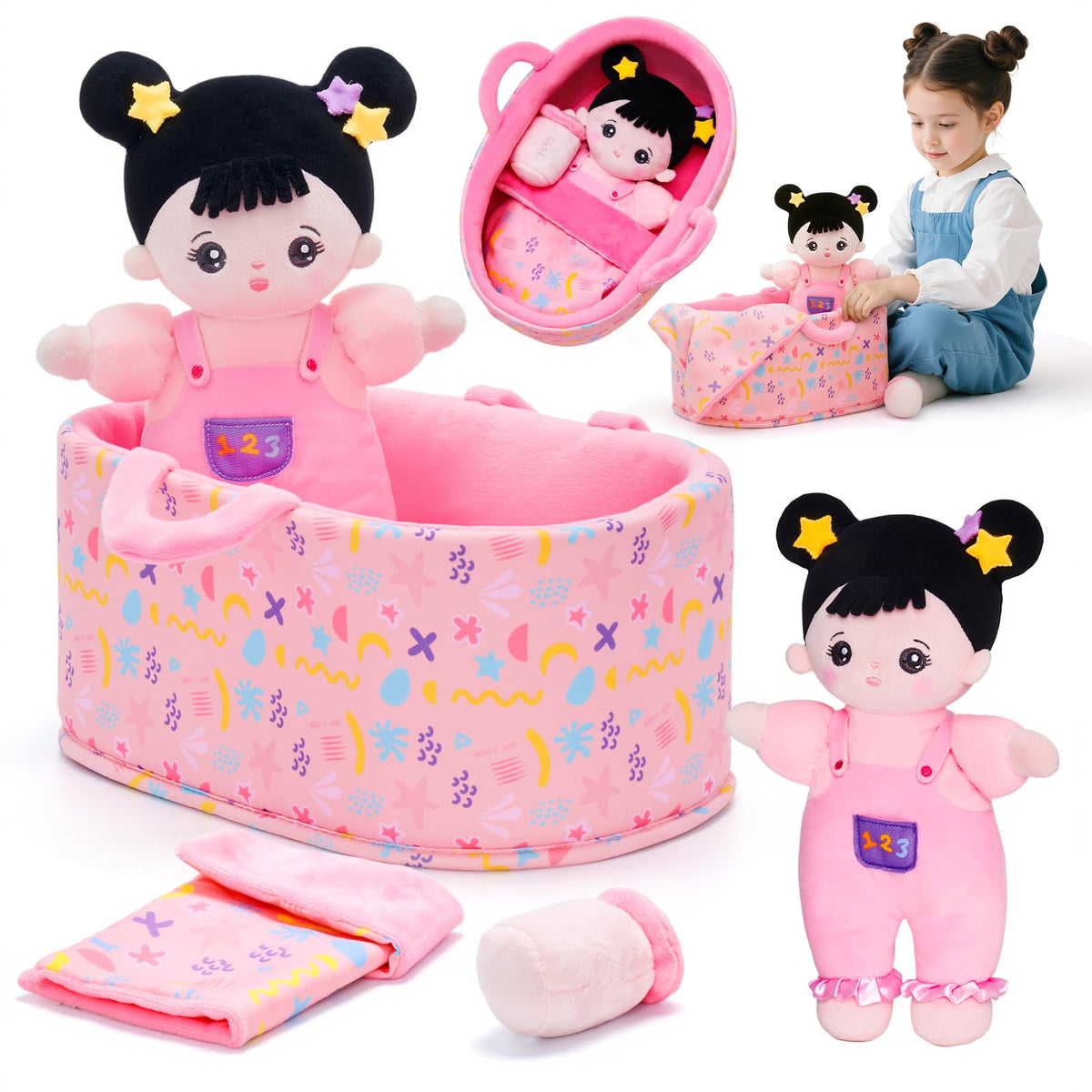 OUOZZZ 10-inch soft baby doll for cuddling and pretend play.