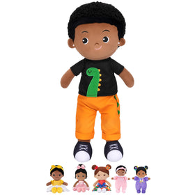 OUOZZZ 12.6-inch black boy doll, front view for imaginative play.