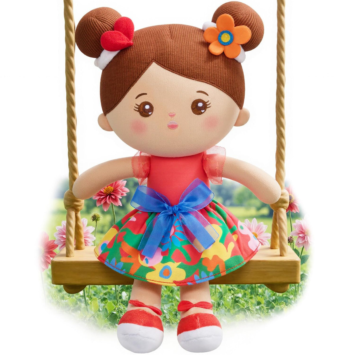 OUOZZZ 12.6-inch soft baby doll face close-up for gentle play and comforting cuddles.