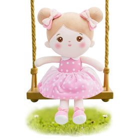OUOZZZ 12.6-inch soft baby doll in pink dress, ideal for cuddles and imaginative play.
