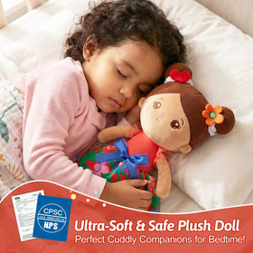 OUOZZZ brown-skin soft baby doll full-body image highlighting inclusive play and nurturing pretend care.