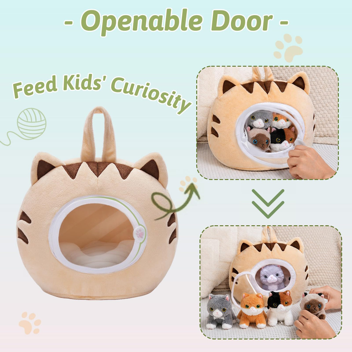 OUOZZZ cat house blue-white: easy-grasp kittens support fine motor skills