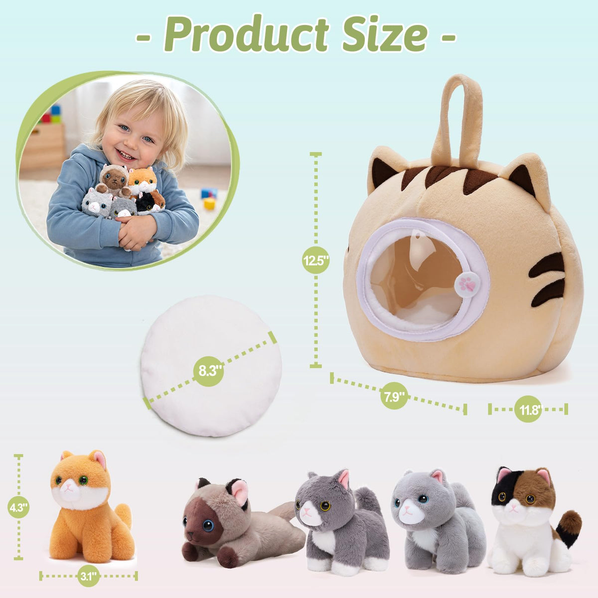 OUOZZZ cat house siamese: plush cats help toddlers learn animal variety
